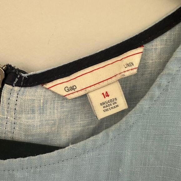 Gap Women's Linen Sleeveless Fit and Flare Dress in Light Blue Size 14 - Picture 2 of 9